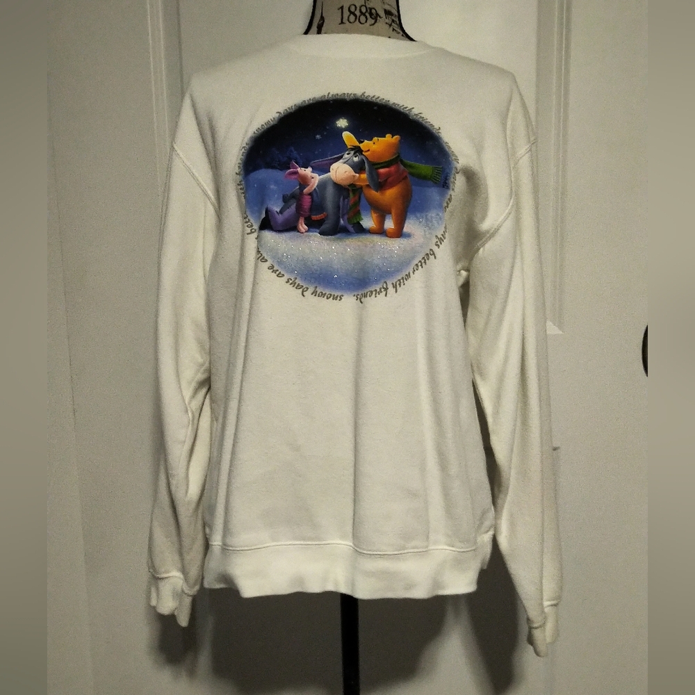 Vintage Disney White Crewneck Sweater with Character Design